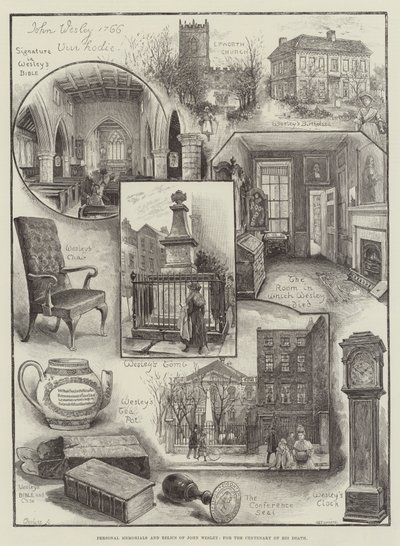 ジョンウェスリーの死の100周年を記念した個人の記念碑と遺物 作： Henry Edward Tidmarsh